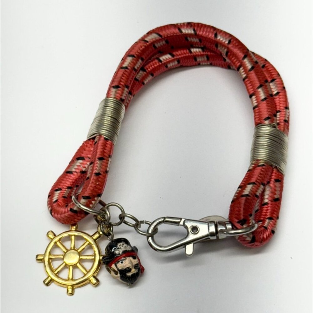 Vintage nautical bungee cord charm bracelet red
